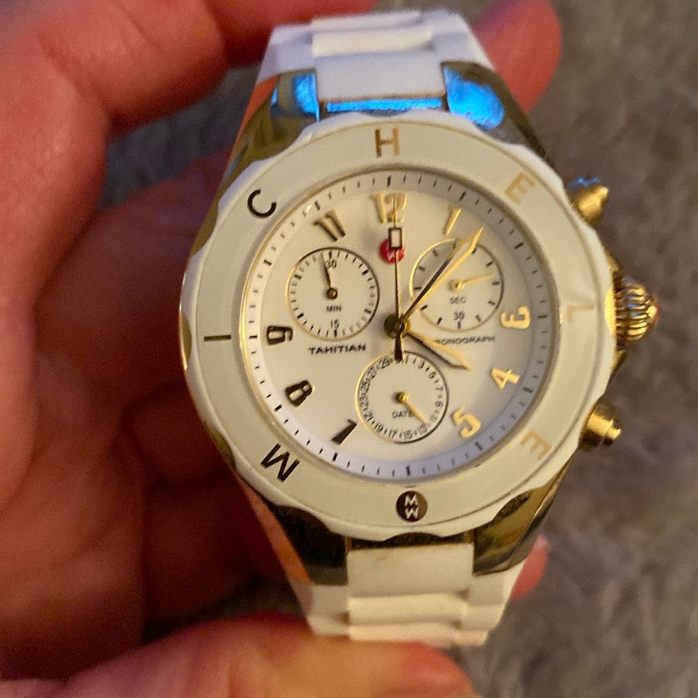 Two Tone Michele White Summer and Gold Watch!!! (Jelly Bean)!!!